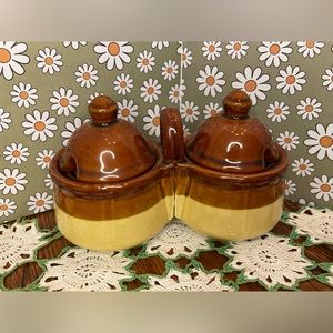 Vintage Stoneware condiment serving set!